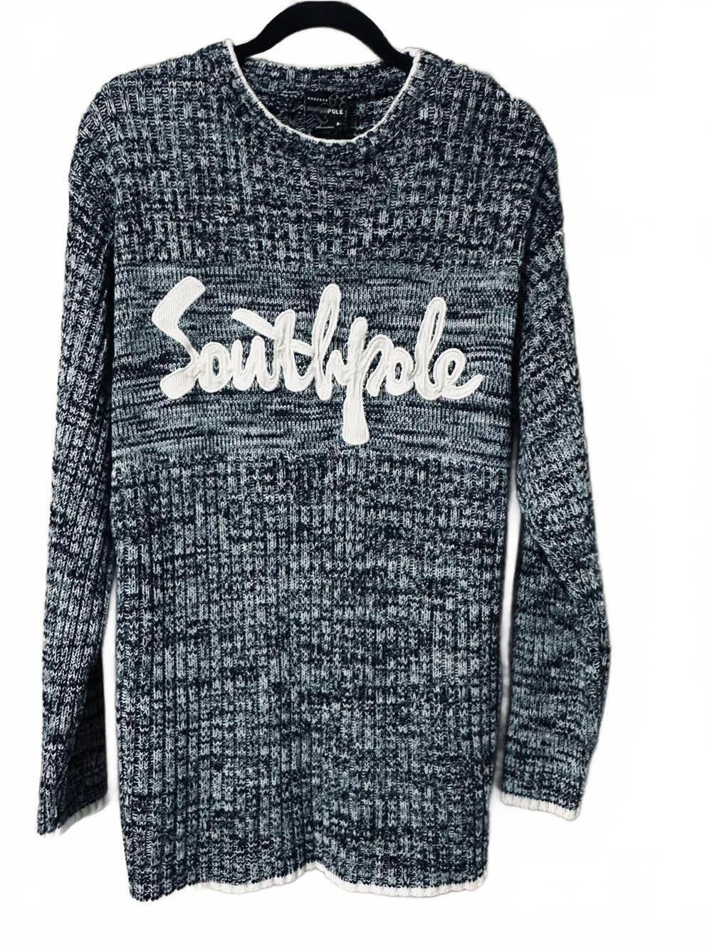 South Pole Men's Marled Black & White Crewneck Sweater